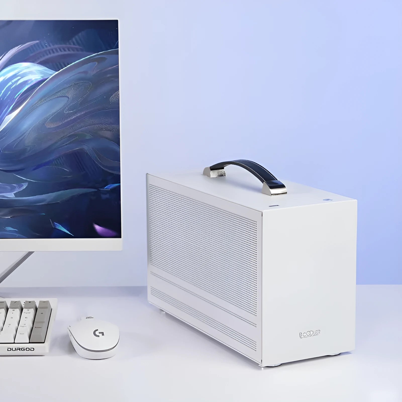 Three Hummingbird Portable Mini-ITX desktop computer case in titanium grey finish
