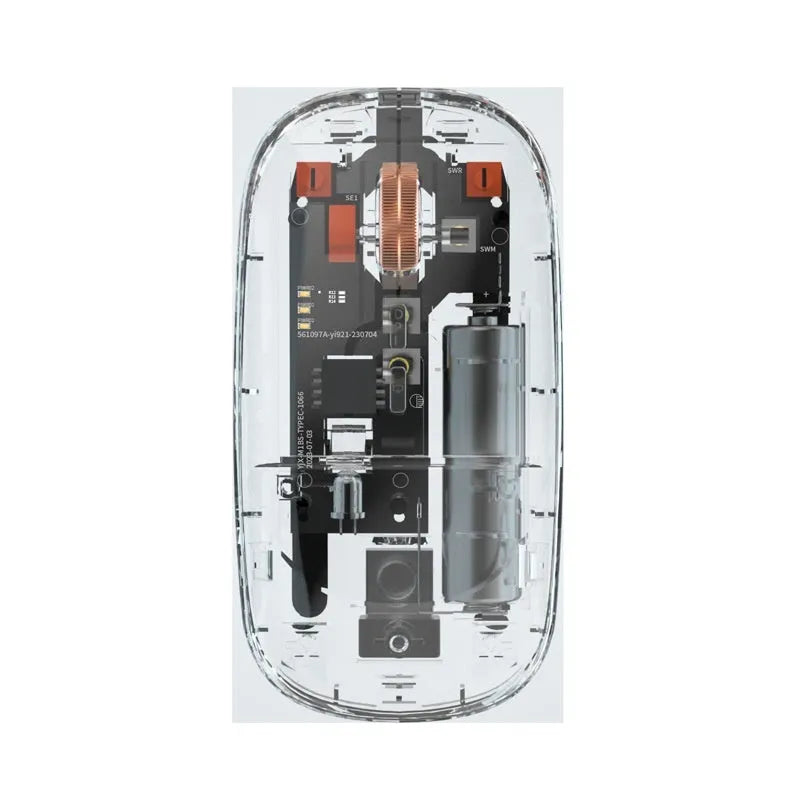 Self-charging Bluetooth mouse in silver with compact 113x57x25mm design for laptop