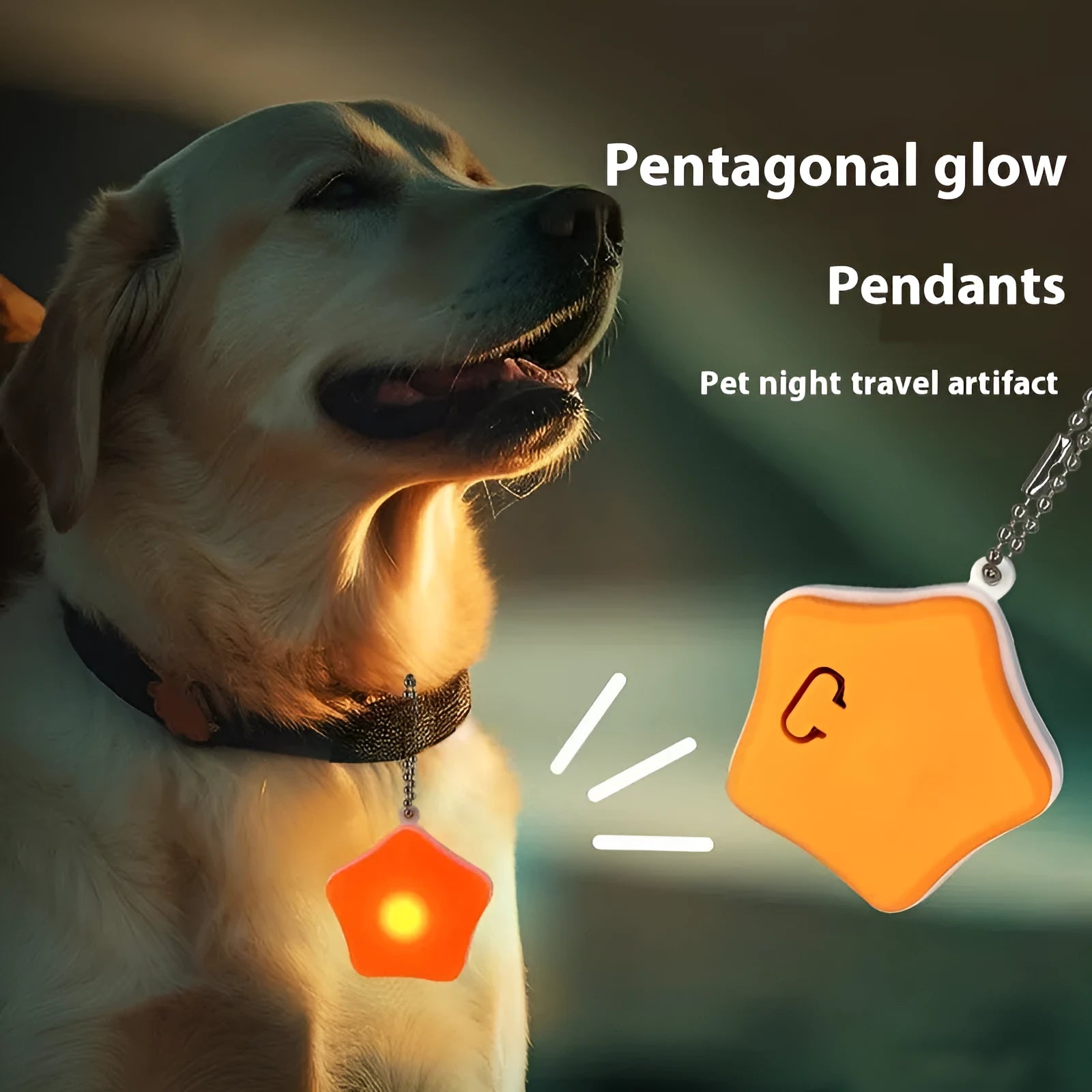 Blue rechargeable dog walking light pendant with clip for pet collars