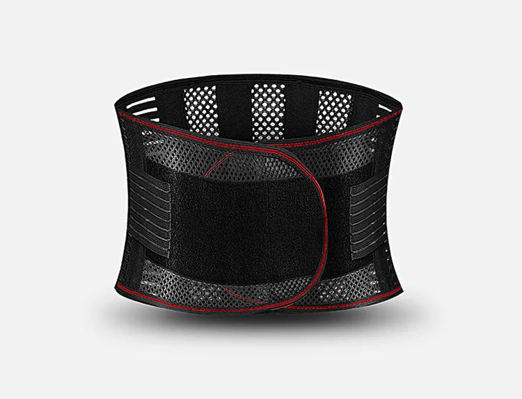 Black adult sports waist support belt with steel plate for lumbar protection