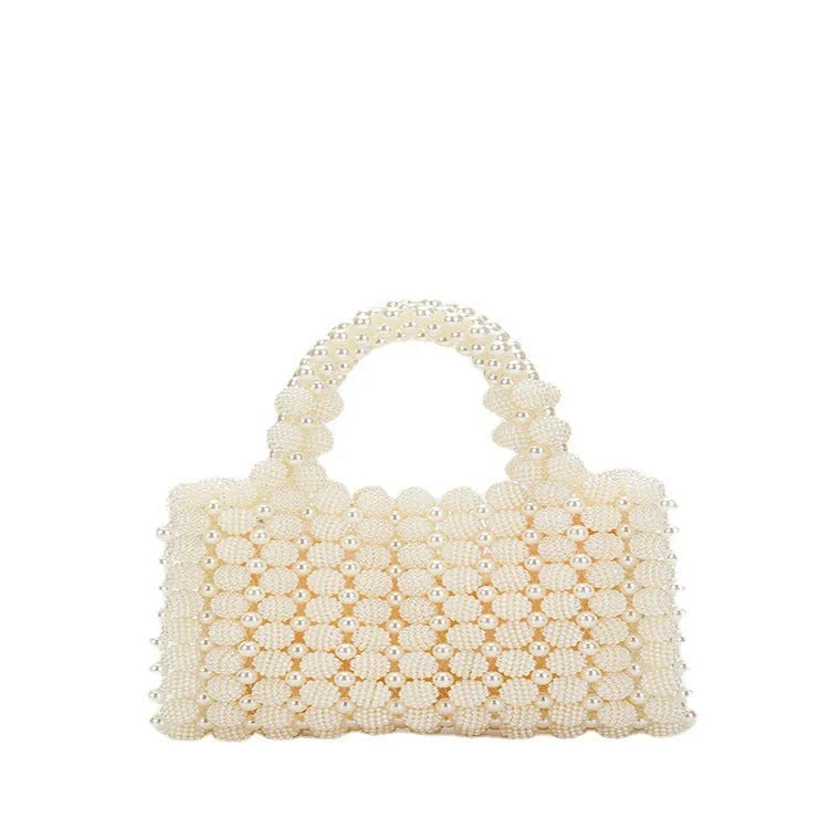 Hand-woven acrylic beaded square bag in vertical shape with seven colour options for daily matching