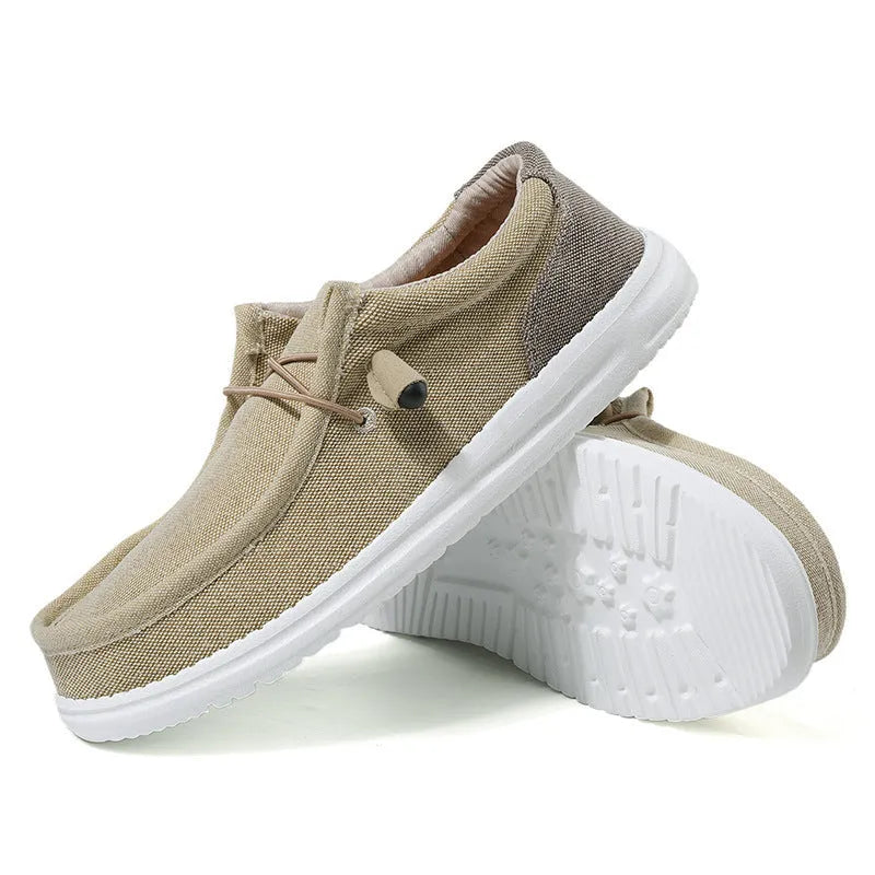 Men's orange and green canvas casual shoes with colourful splicing detail and rubber soles