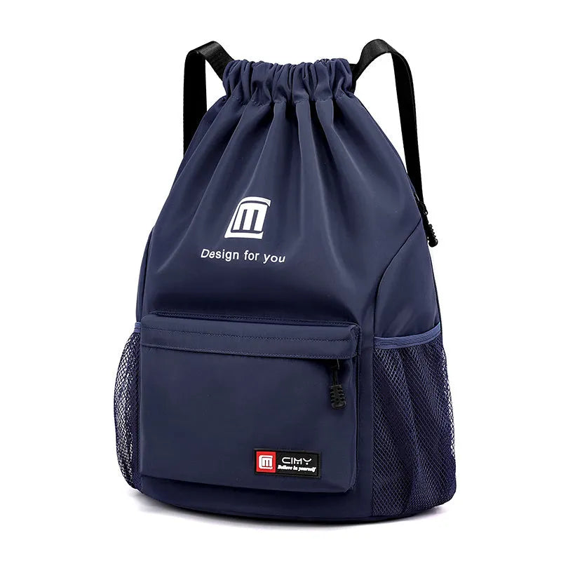 Foldable Oxford cloth travel backpack with drawstring closure in multiple colour options