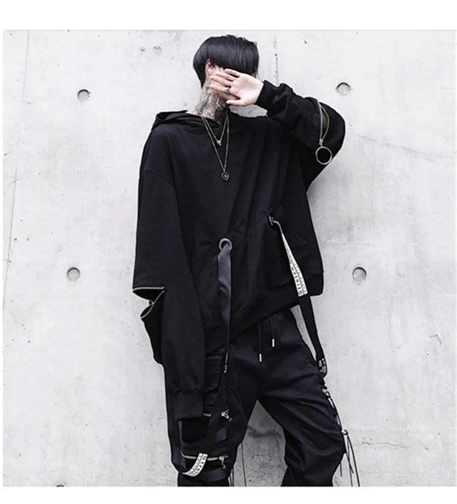 Harajuku hip hop loose hoodie sweatshirt in unisex cotton blend, available sizes S to 3XL, with size chart