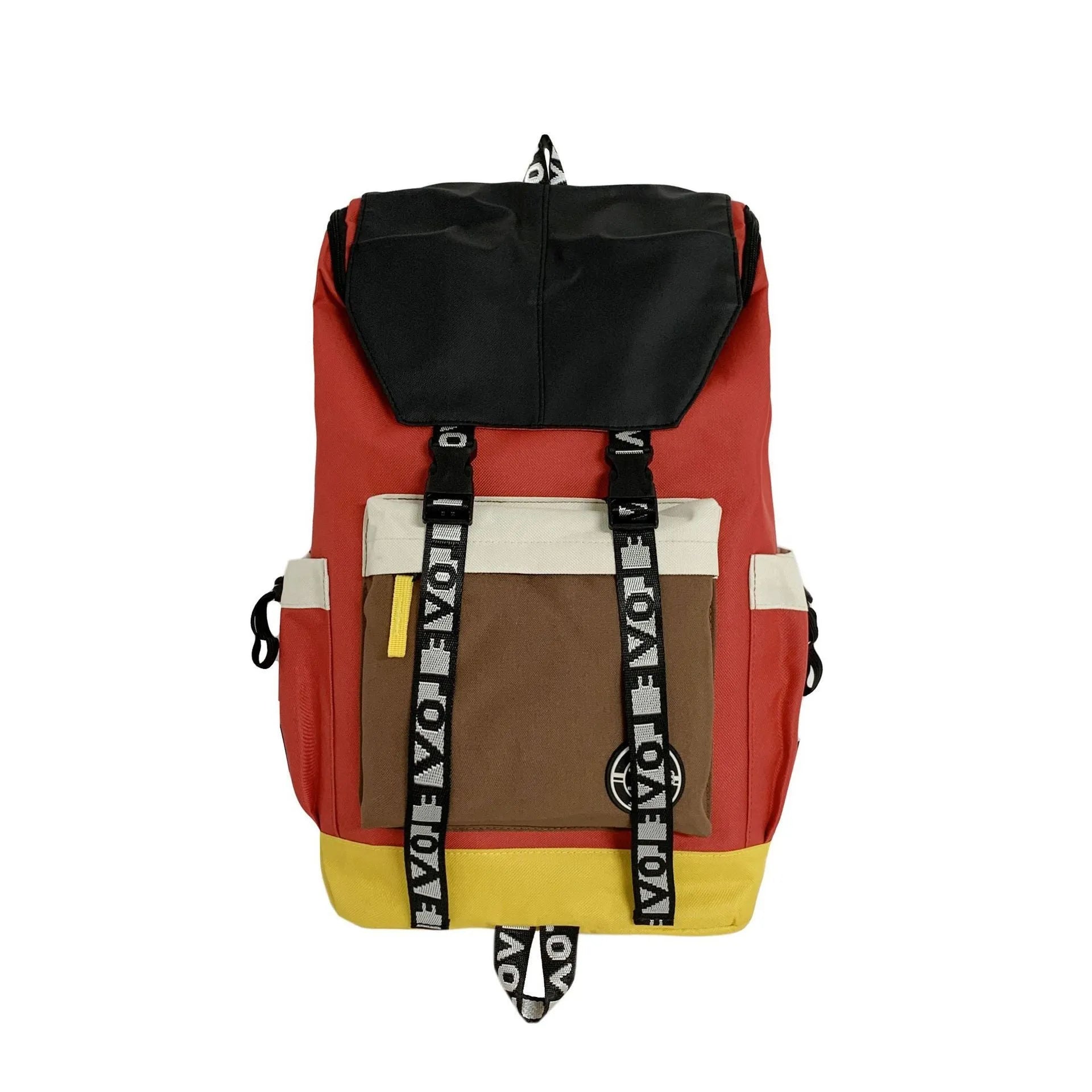 Oxford cloth backpack in black shown with handheld grip and shoulder straps.