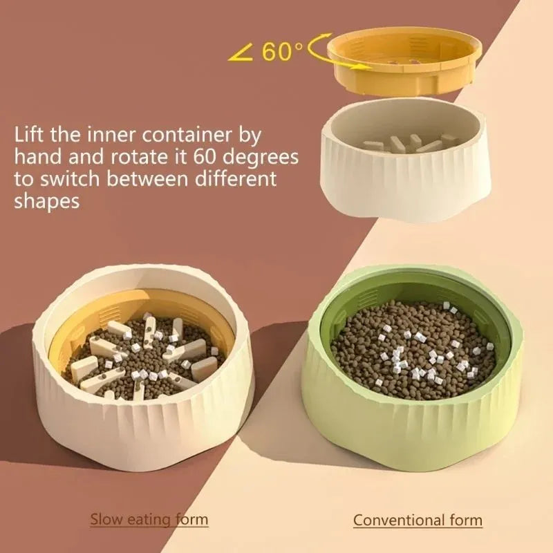 PP slow feeding bowl for cats and dogs in blue green pink white colours