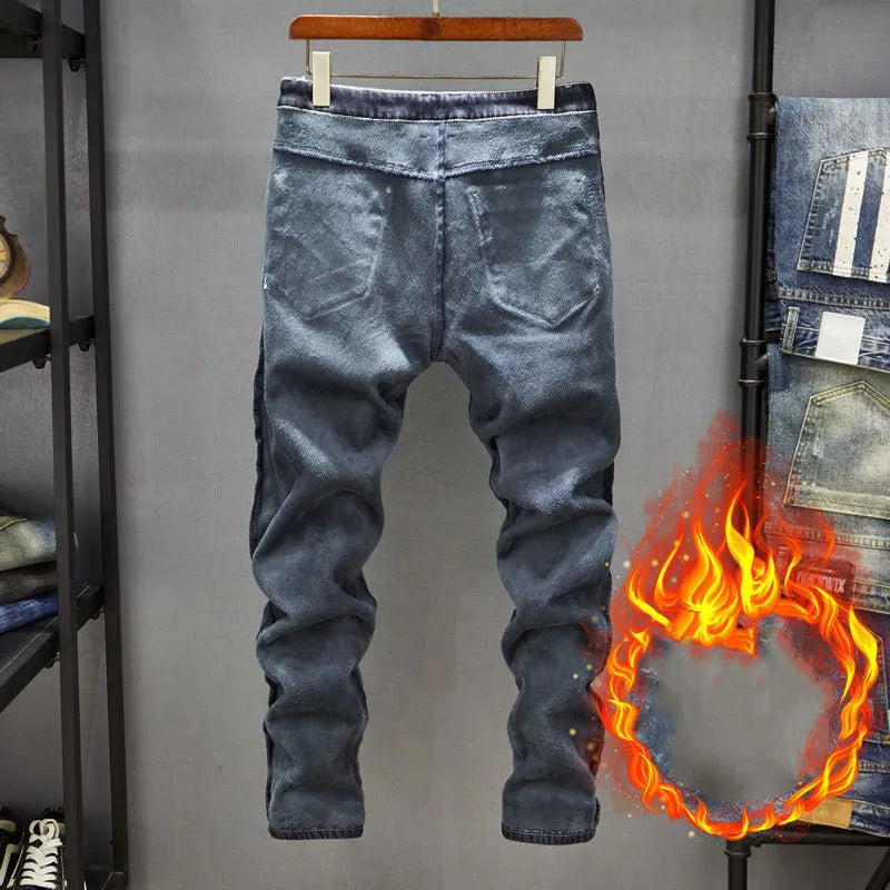 Slim-fitting men's skinny jeans in dark blue and light blue cotton denim with micro elasticity.