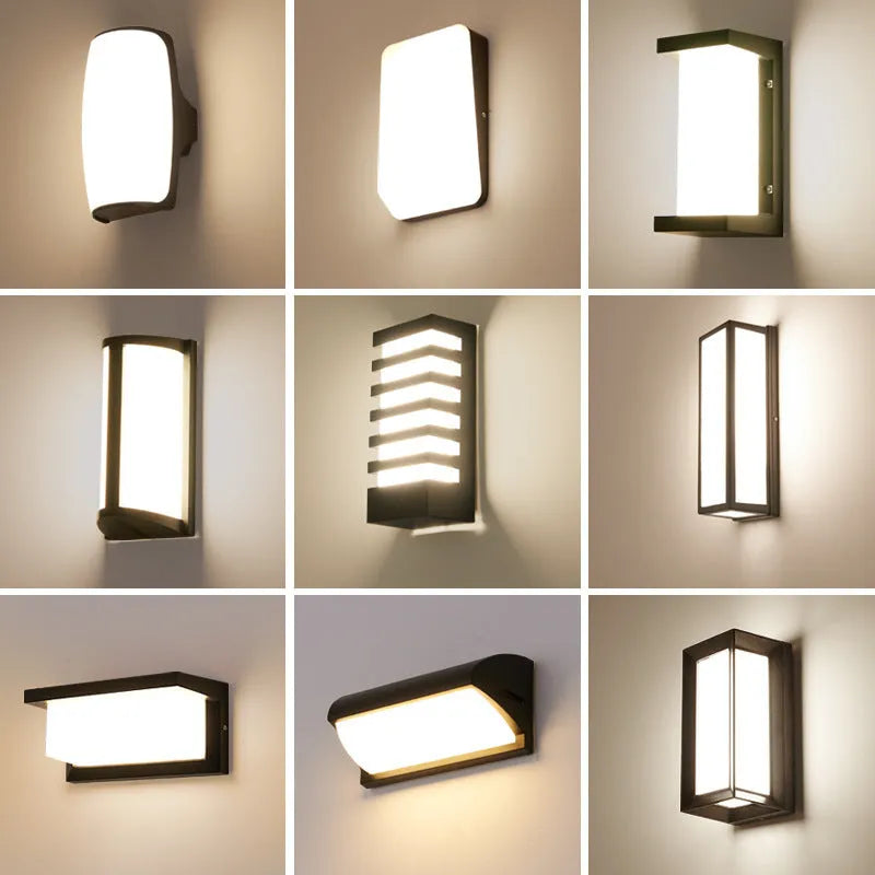 Simple outdoor wall lamp with aluminium PC shell, IP65 rated, 18W, warm white or pure white light, for balcony stairs garden exterior