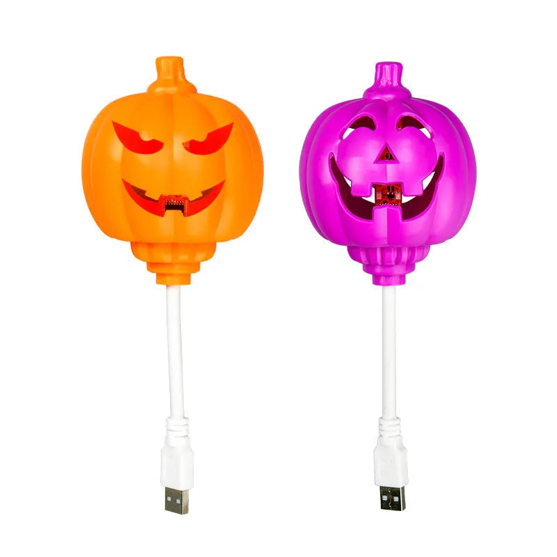 Pumpkin shaped decorative lamp with USB charging cable and colour selection options