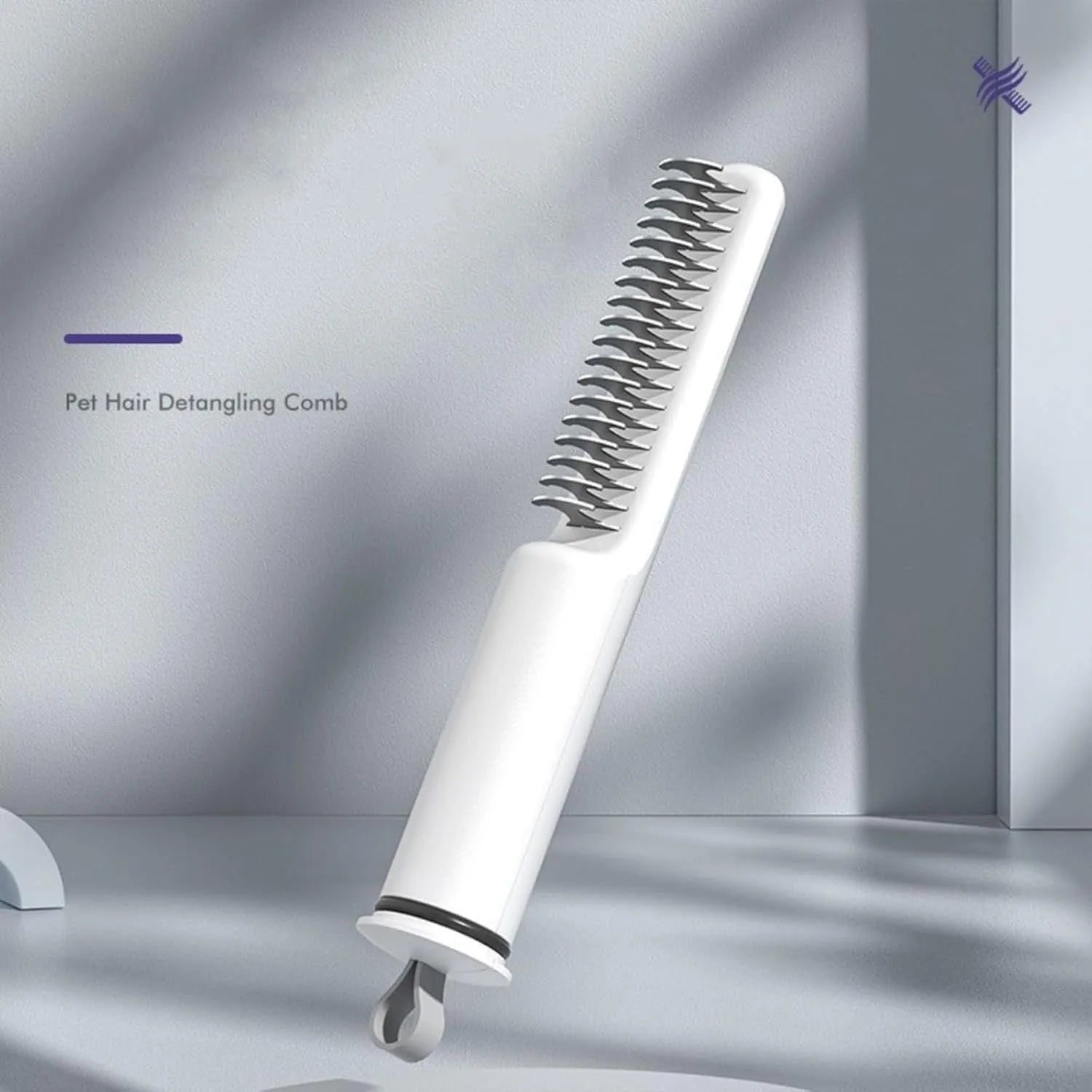 Stainless steel dematting comb for dogs with rake teeth to remove knots and mats