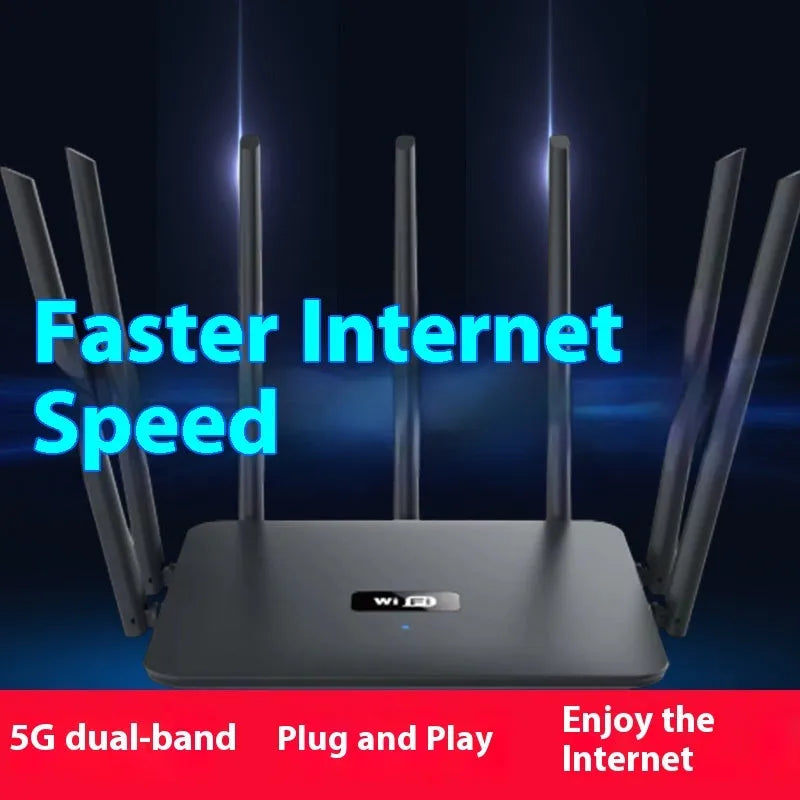 Black or white dual-band Gigabit router with through-wall WiFi coverage for whole home internet
