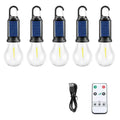 Five solar-powered lantern-style outdoor light bulbs with ABS plastic construction