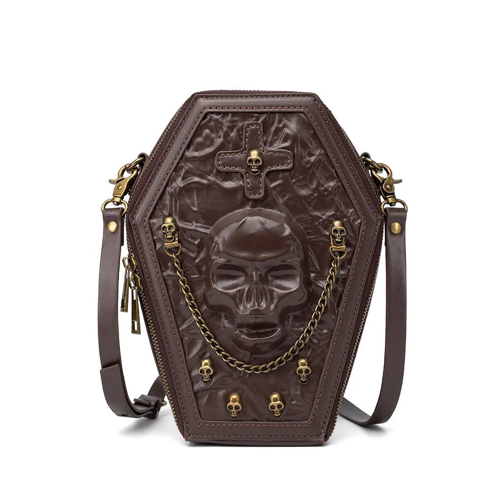 Halloween messenger crossbody bag with 3D embossed pocket in PU leather available in six colours