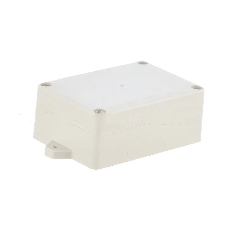 White ABS plastic security monitoring power supply waterproof box with dimensions 100mm by 68mm by 40mm.