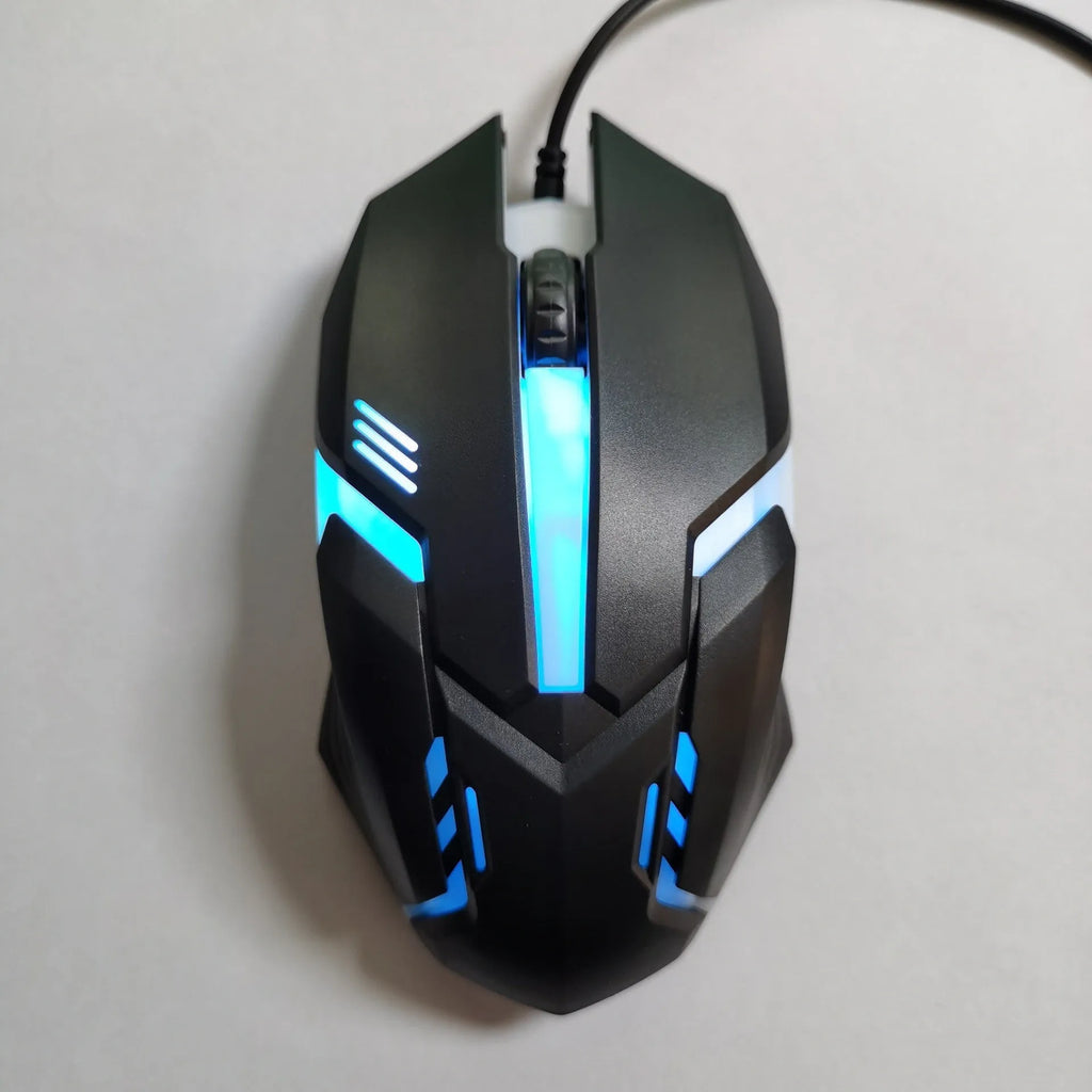 Wired luminous e-sports office computer mouse with USB interface and 1.35 metre cable, black colour