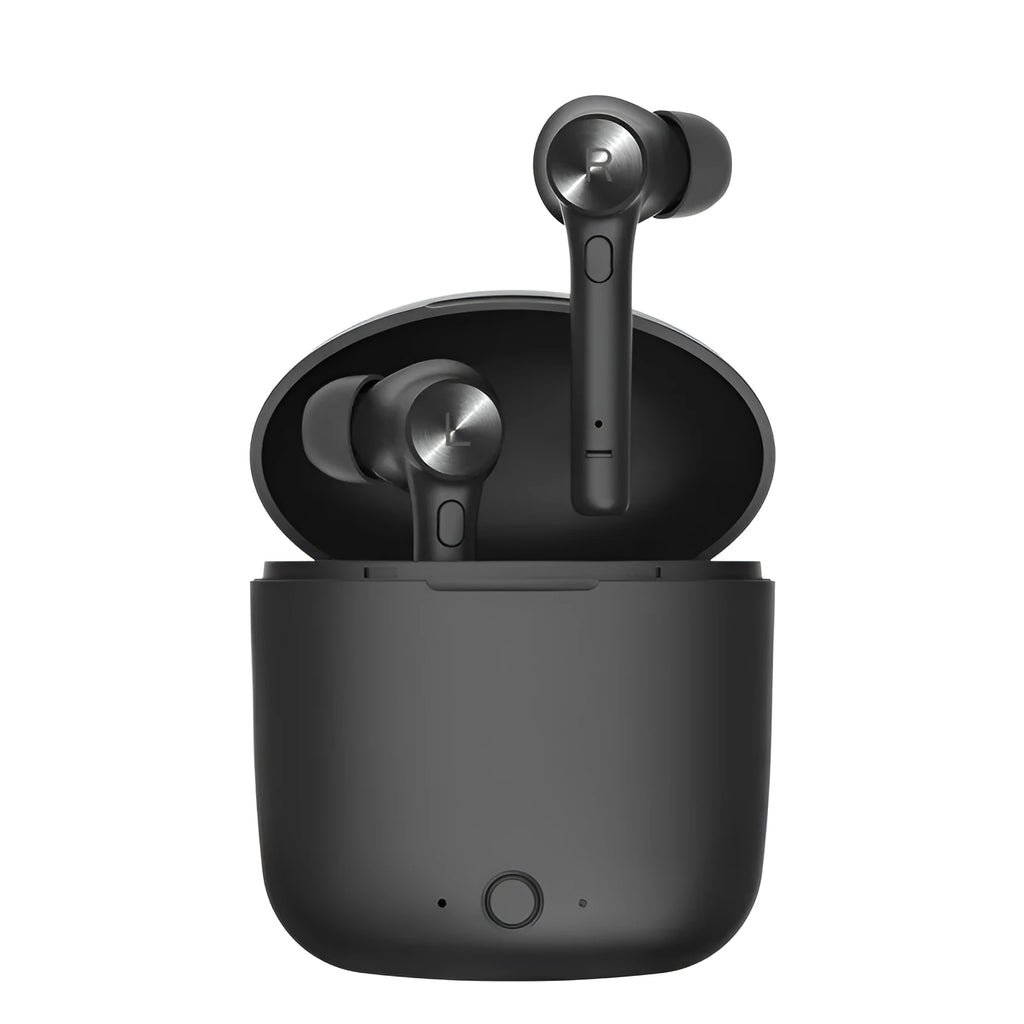 Black TWS Bluetooth headset with compact dimensions of 60mm by 67.5mm