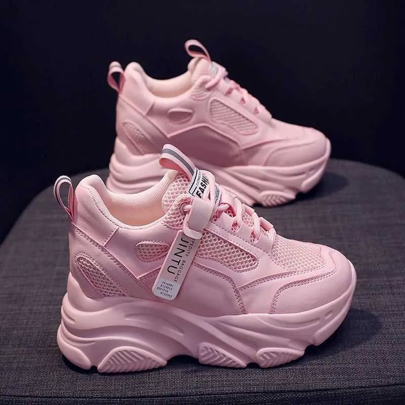Women's casual platform shoes with mesh upper and TPR sole in various colour and lining options