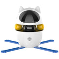 White automatic electronic cat toy with moving stick and elastic rope for indoor feline entertainment