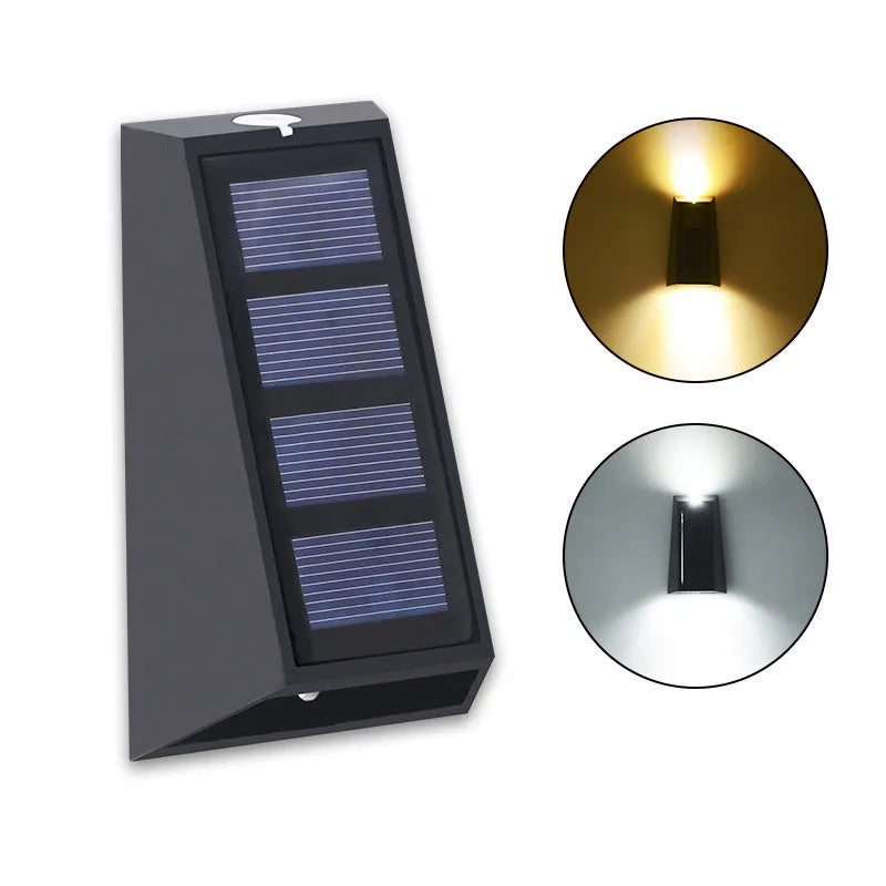 Solar garden wall light with IP65 waterproof rating and LED up-and-down glow for outdoor decoration