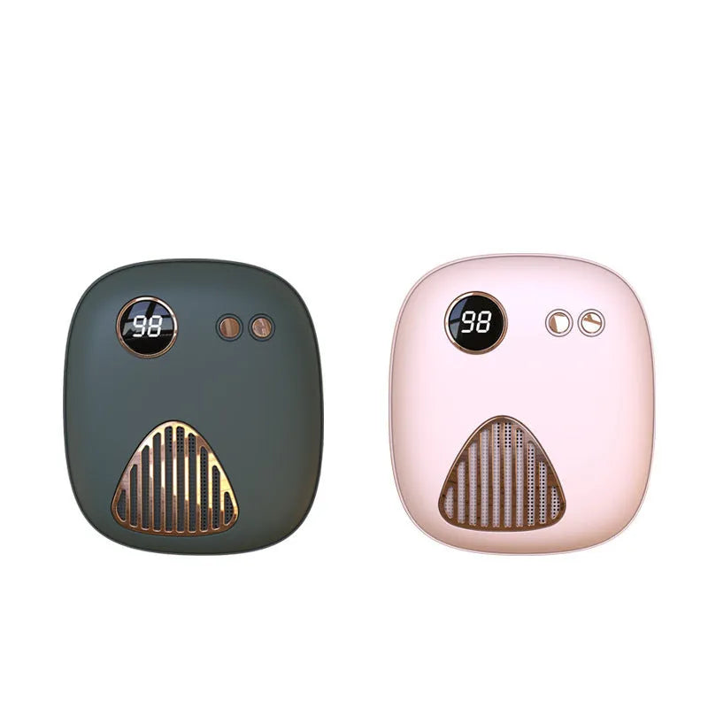 Mini hand warmer in green plastic with modern simple design for USB charging