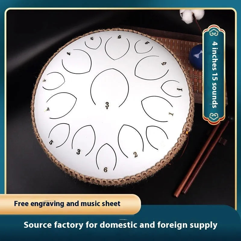 14-inch 15-tone hollow drum percussion instrument in malachite green finish on a wooden surface