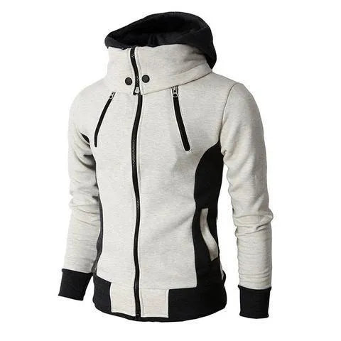 Men's high-necked hooded jacket in darkgrey front view