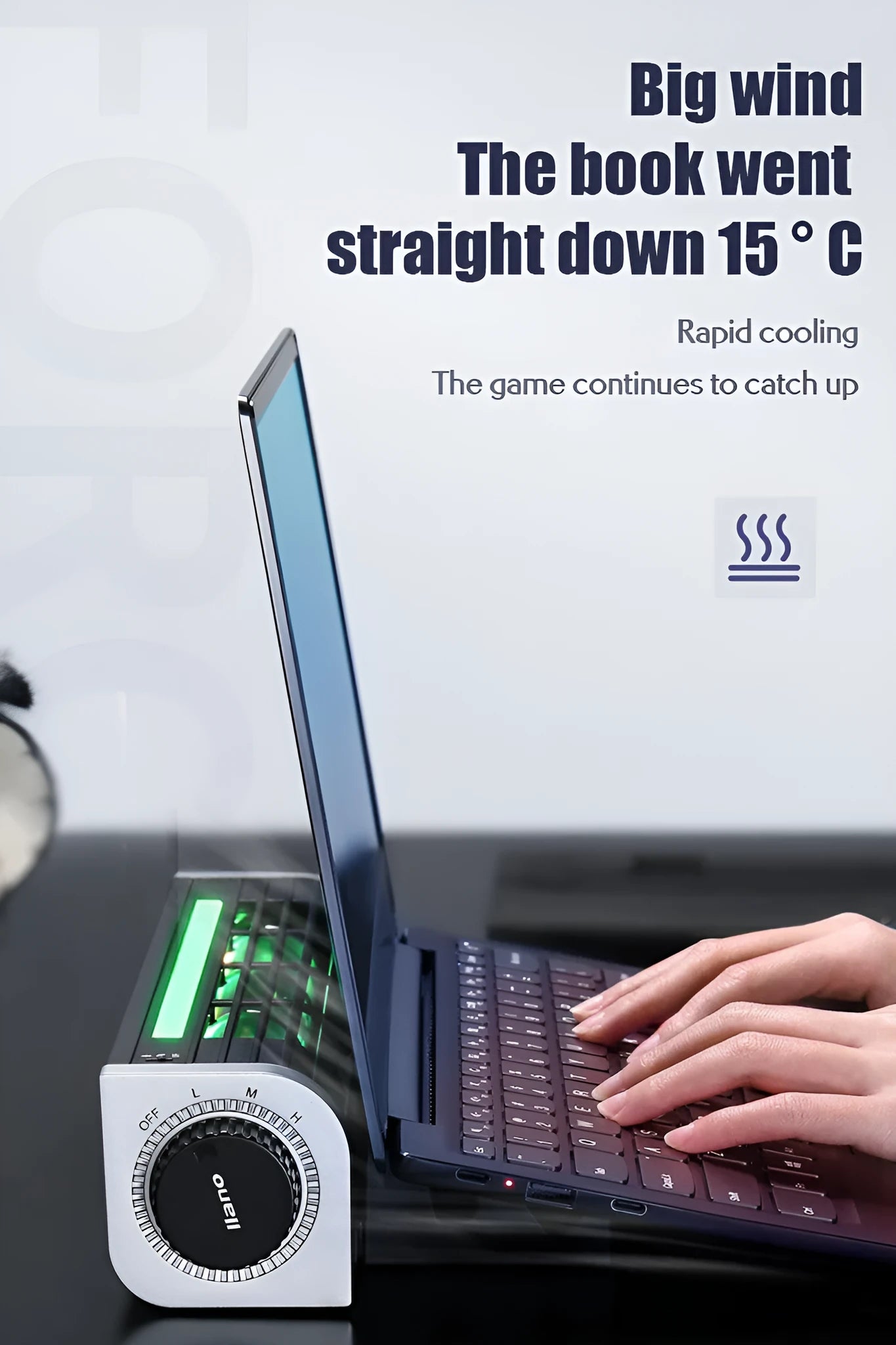 Cooler Master U3 Plus black notebook cooler with three adjustable fans on a steel mesh platform.