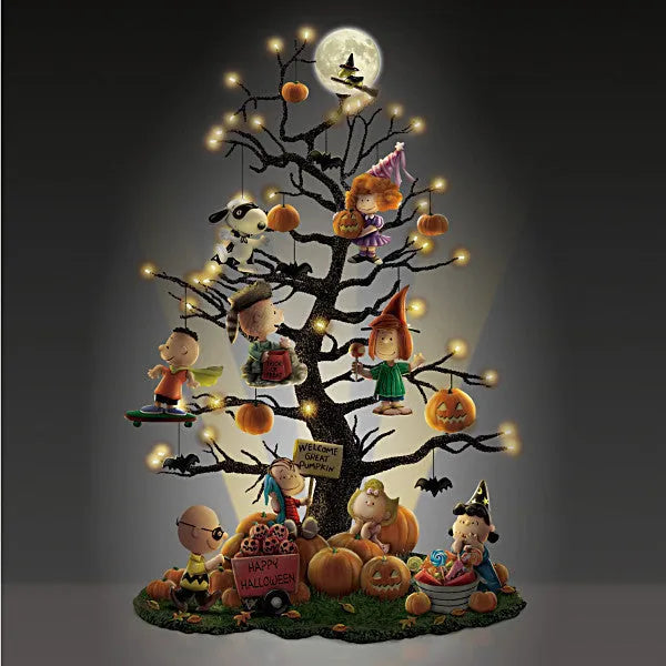 Resin Halloween pumpkin ornament with glow effect, standing decoration 10x15cm for Christmas tree display