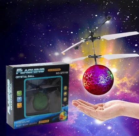Infrared induction control LED magic flying ball with flashing lights in football design colour variant