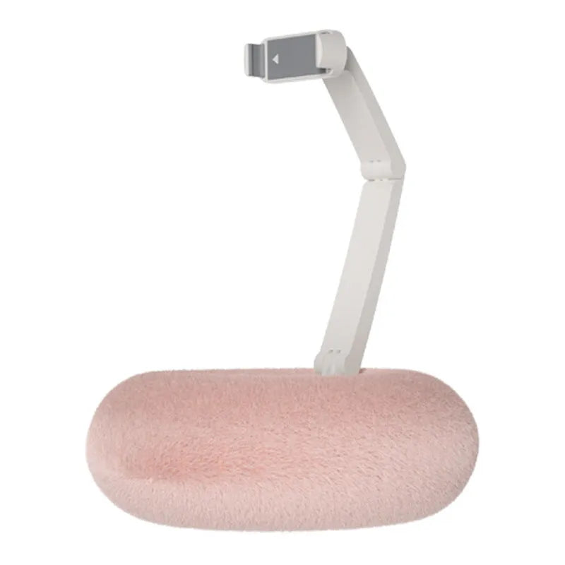 Rotating phone and tablet bracket with adjustable clamp extended vertically on desk