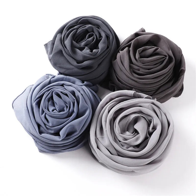 Women's solid colour pearl chiffon scarf 180x70cm lightweight polyester scarf for daily use