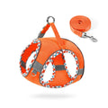 Step-in dog harness with leash in breathable mesh with reflective trim