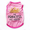 Lightweight cotton dog vest for puppies in a choice of six colours including blue and pink, shown on a small dog.