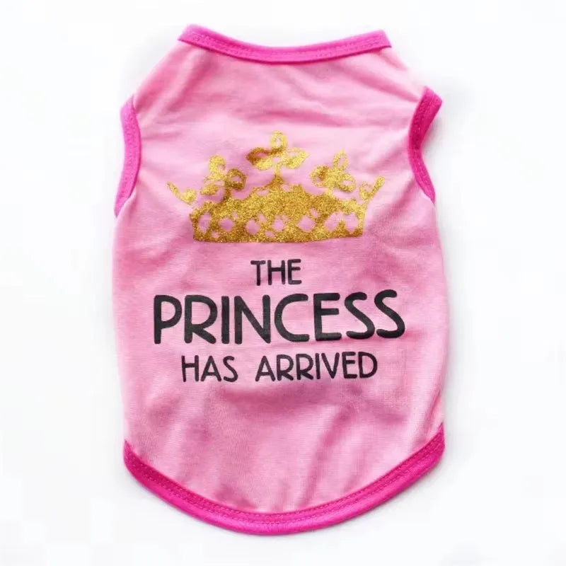 Lightweight cotton dog vest for puppies in a choice of six colours including blue and pink, shown on a small dog.