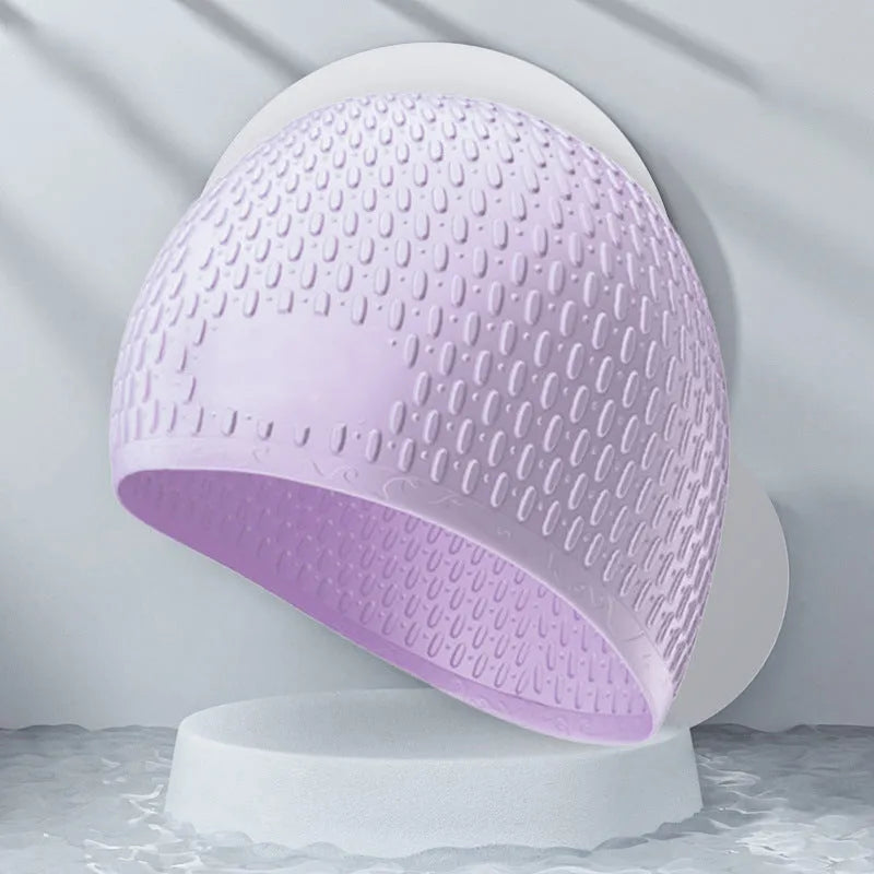 Solid colour silicone swimming cap for adults, shown in one of eight available colours including Tiffany Blue.