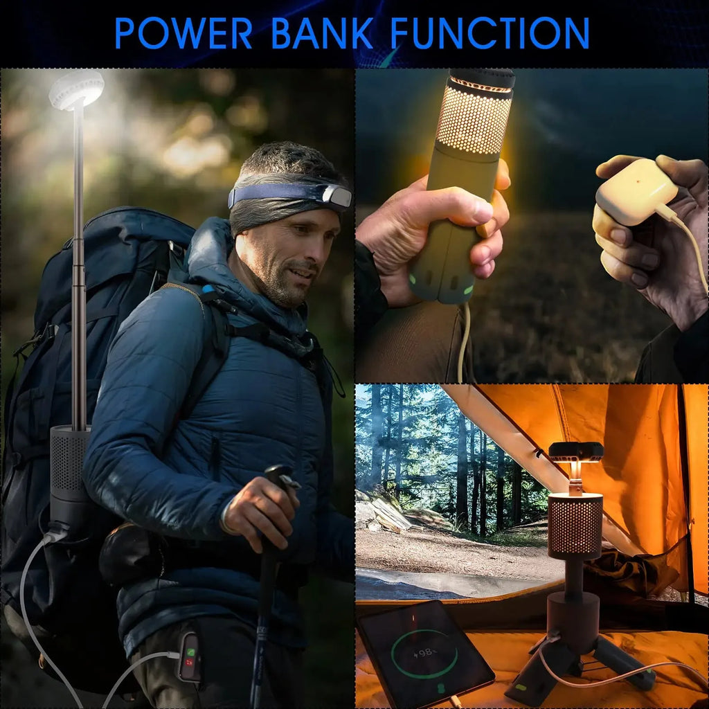 Outdoor camping portable LED light in off-white and dark grey colour options