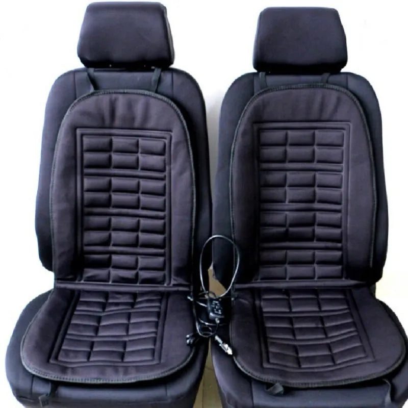 black heated car seat cushion 128x49cm temperature control 12V fibre composite