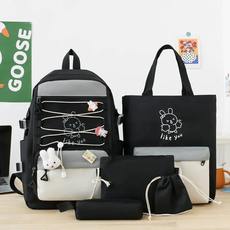 Lightweight student backpack with curved shoulder straps in solid colour options