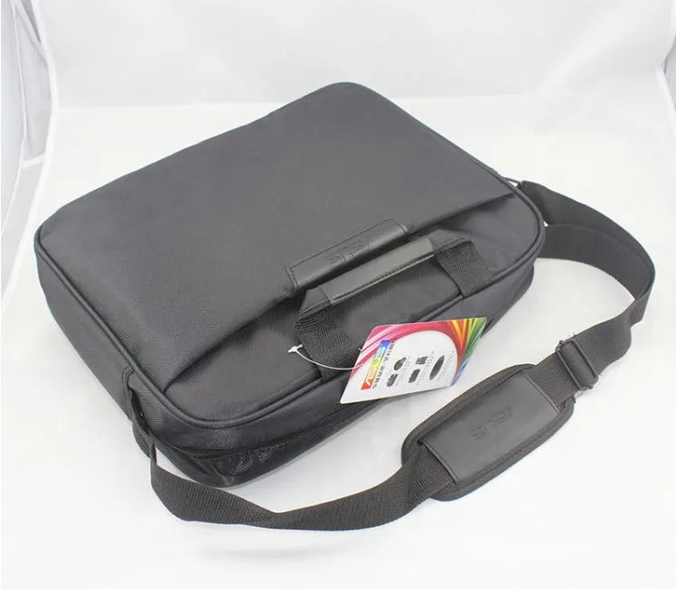 Black nylon laptop bag for 15.6 inch notebook with shoulder strap and computer pocket