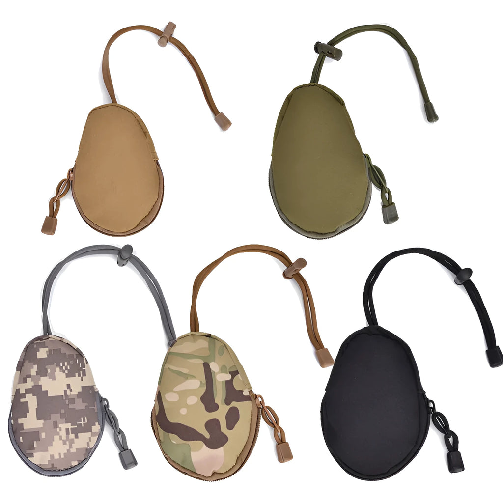 Outdoor multifunctional key bag made from Oxford cloth with telescopic rope, shown in black colour.