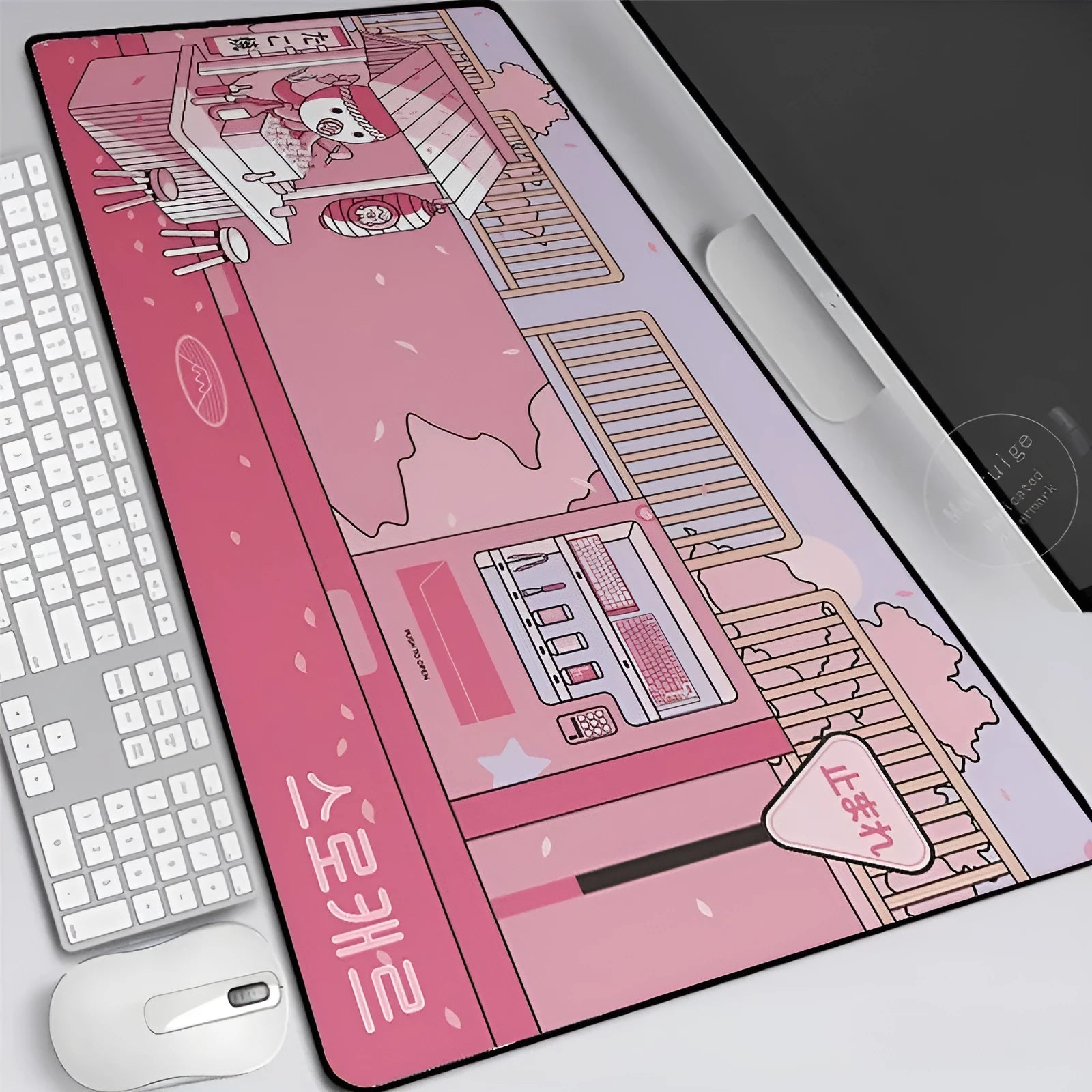 Large oversized gaming mouse pad with cartoon heat transfer print, anti-skid rubber base, lycra cotton top, available in multiple sizes