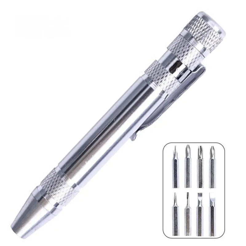 8-in-1 aluminium alloy screwdriver pen set in various colours with chrome vanadium steel shaft