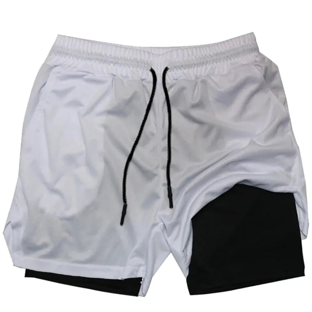 Men's camouflage double-layer sports shorts in cotton blend fabric with milk silk lining