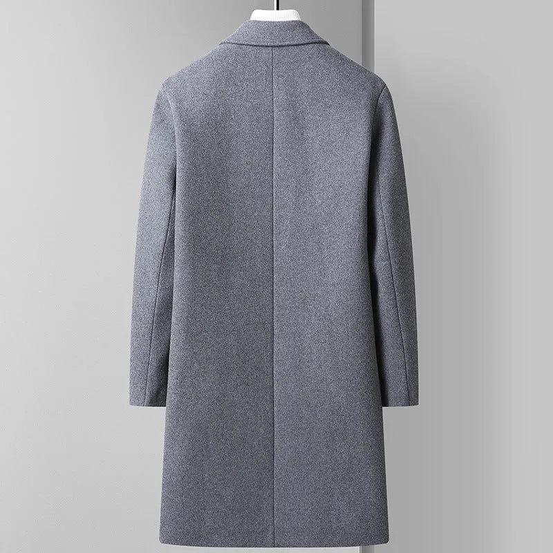 Men's Korean business woolen coat in black, gray, or navy blue with sizes 165 to 195 for autumn