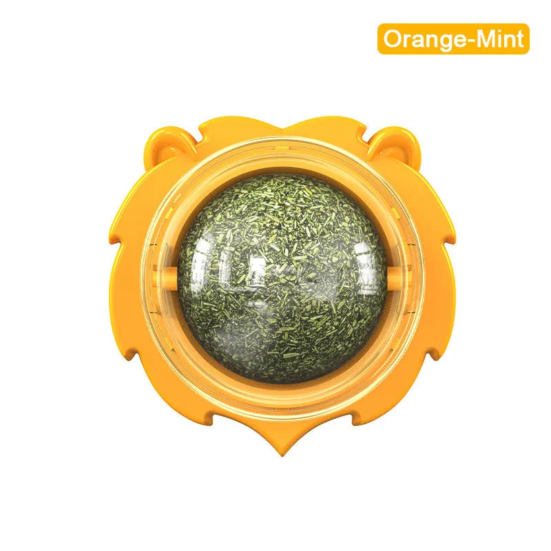 Lion-shaped catnip molar toy in orange, pink or blue colours with paste feature