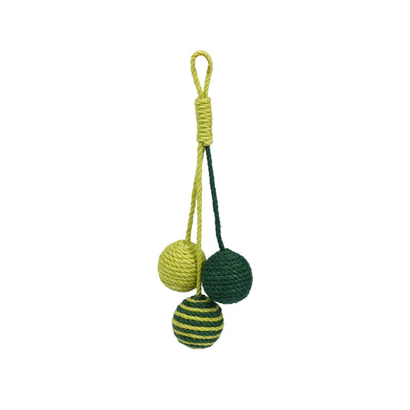 Interactive cat teaser wand with a colourful bite-resistant catnip ball attached