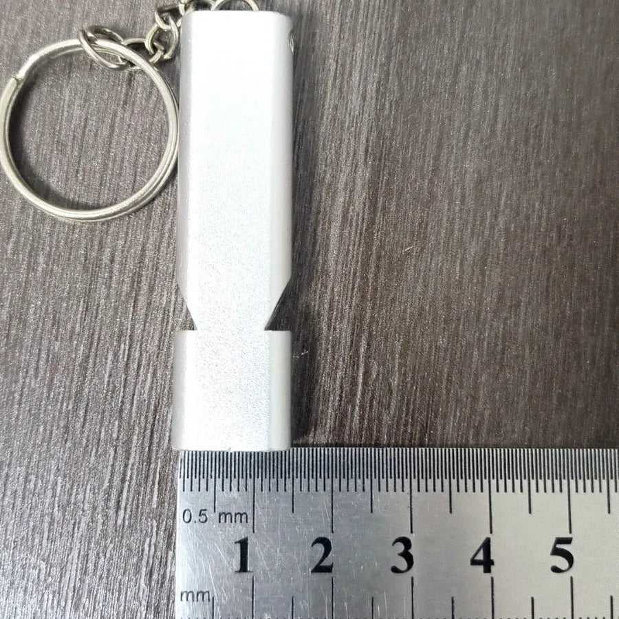 Silver and gold aluminium alloy outdoor survival whistle with double hole design