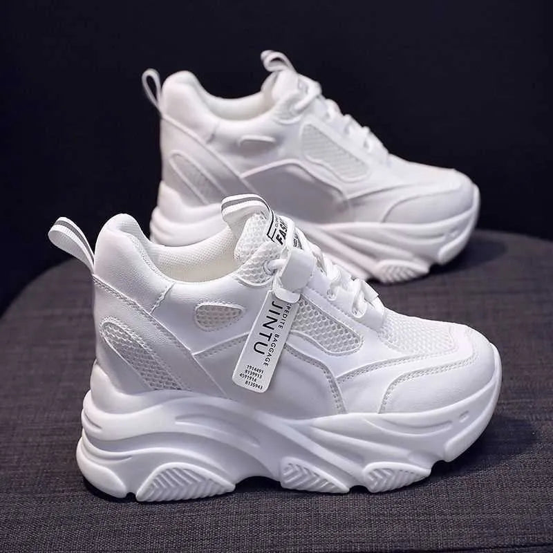Women's casual platform shoes with mesh upper and TPR sole in various colour and lining options