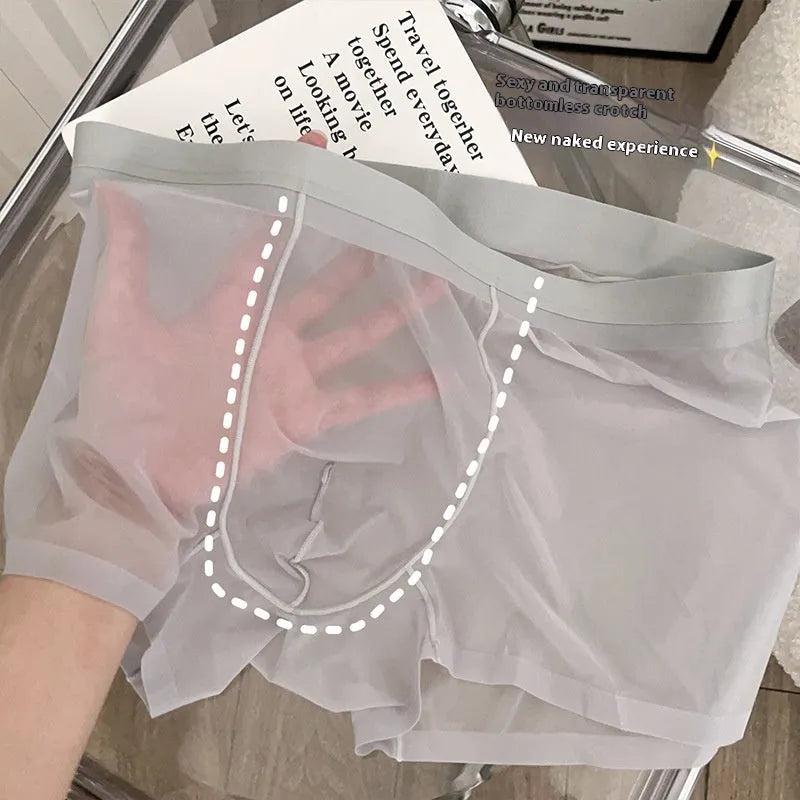 Men's thin nylon boxer shorts in a mid waist style, shown in rock ash colour.