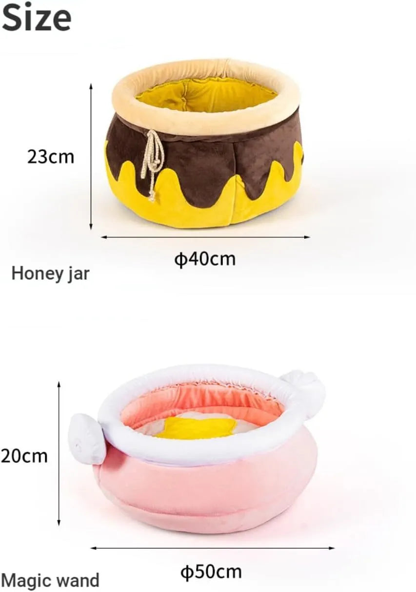 Pink magic honey pot shaped cat sofa bed with removable cushion for small pets